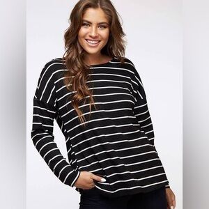 Peach Love California Black and White Long Sleeve Top